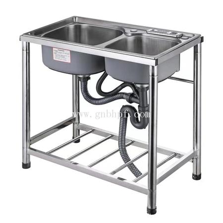 不锈钢简易水槽带支架厨房洗菜盆双槽水池家用洗碗槽洗手盆池架子